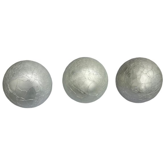 3 Vintage Kugel Style White Crackle Glass Christmas Tree Ornaments 3 Inch Retro - Picture 5 of 7